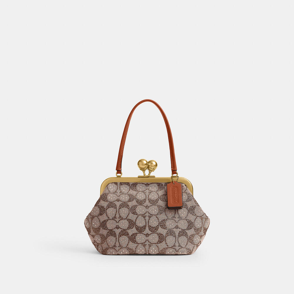 Coach Kisslock Frame Bag 16 In Crystal Signature Jacquard-NWOT - Picture 9 of 14